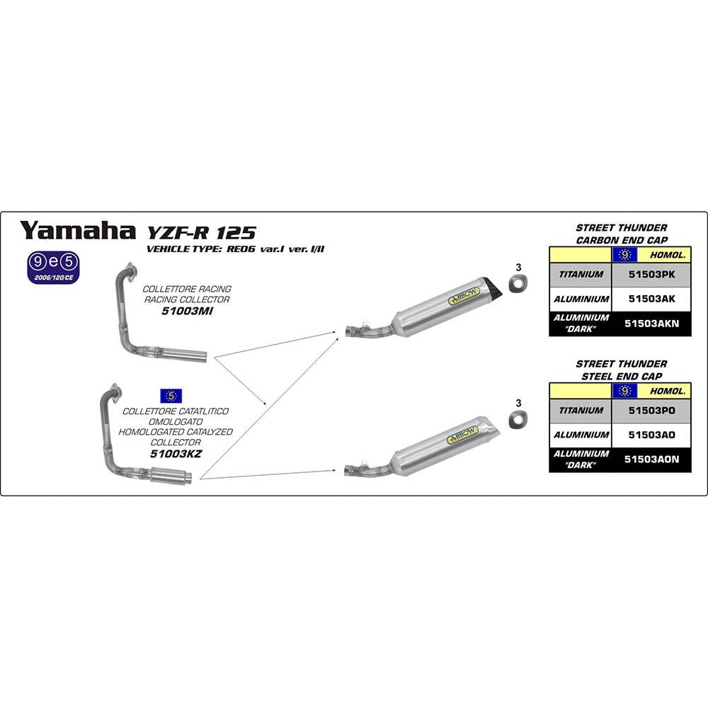 ARROW 51003MI Collector - Stainless Non-Cat
YAMAHA YZF-R 125