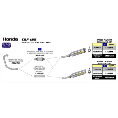 ARROW 51005MI Link Pipe - Stainless Non Cat
HONDA CBR 125R 2011 > 2016